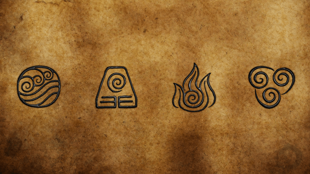 symbole quatre elements eau terre feu air