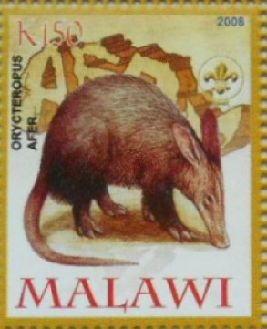 Oryctérope sur un timbre-poste du Malawi